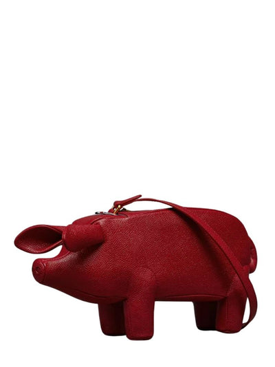 Pebble Grain Pig Baguette Bag (Red)