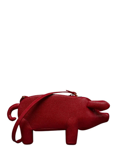 Pebble Grain Pig Baguette Bag (Red)