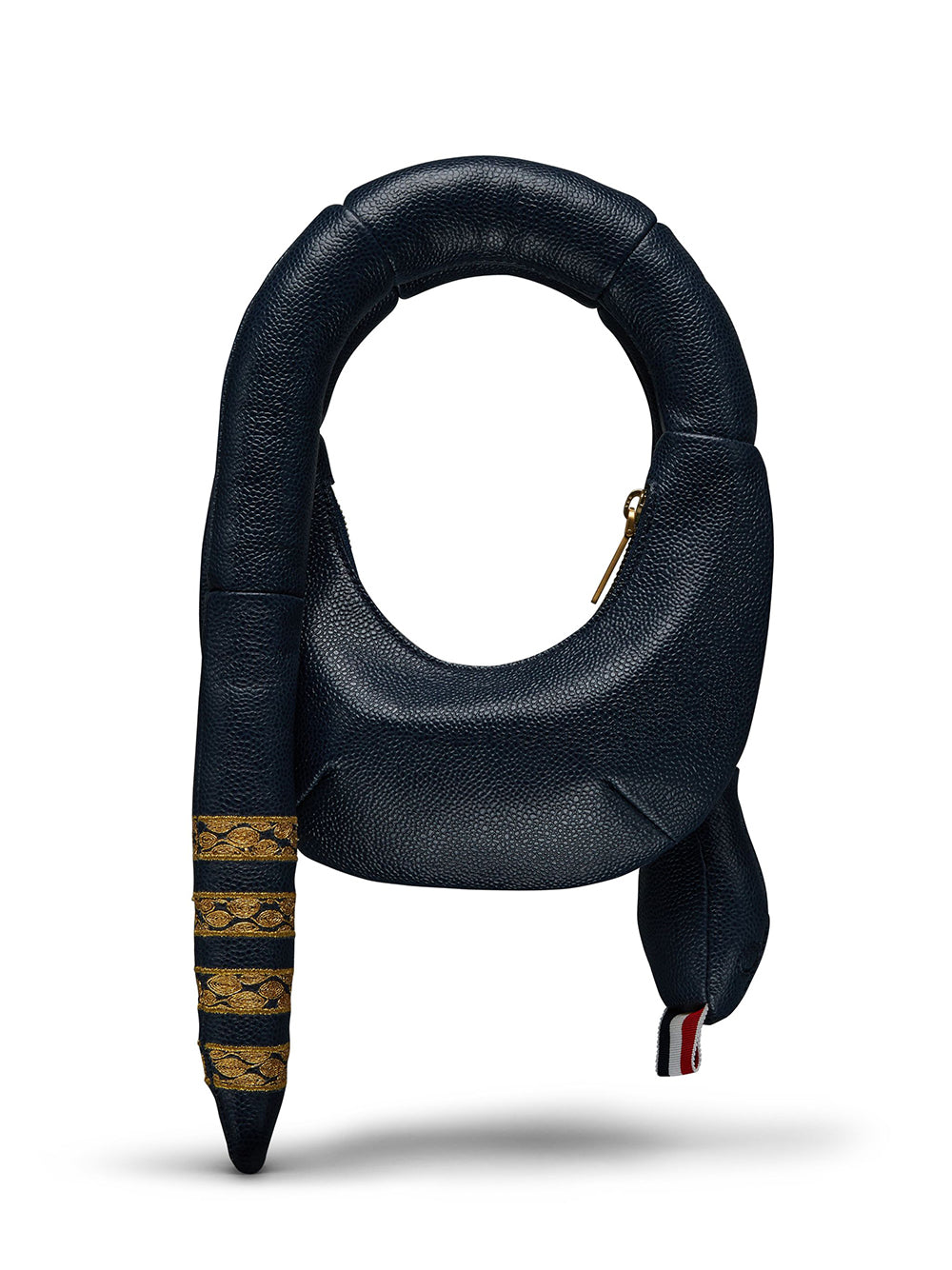 Lunar New Year Pebble Grain 4-Bar Snake Bag Navy