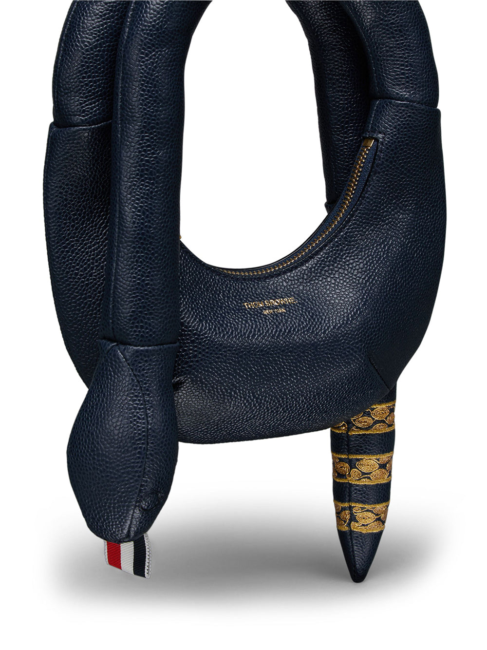 Lunar New Year Pebble Grain 4-Bar Snake Bag Navy