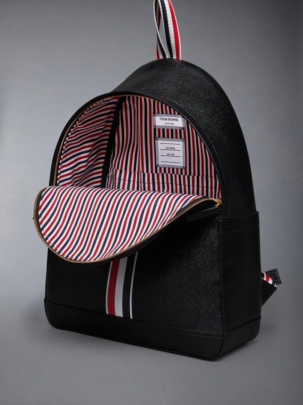 Pebble Grain Rwb Stripe Backpack Black