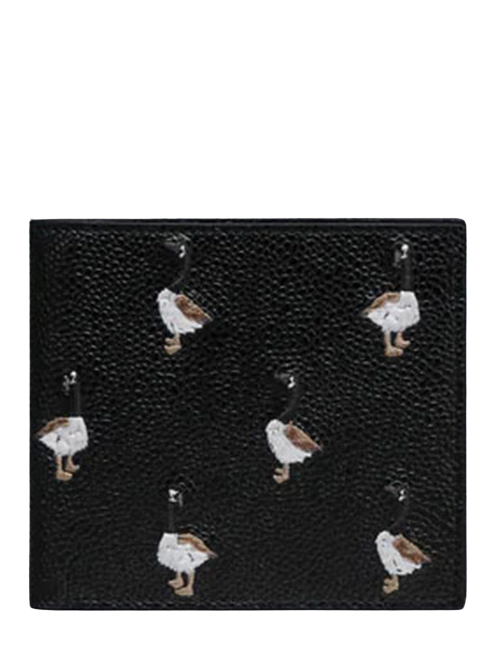 Pebble Grain Goose Embroidery Bilfold Black