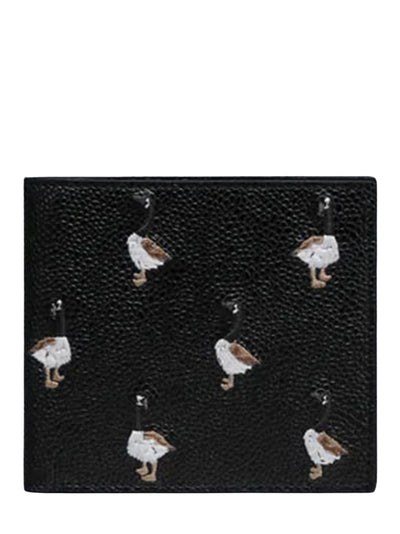 Pebble Grain Goose Embroidery Bilfold Black
