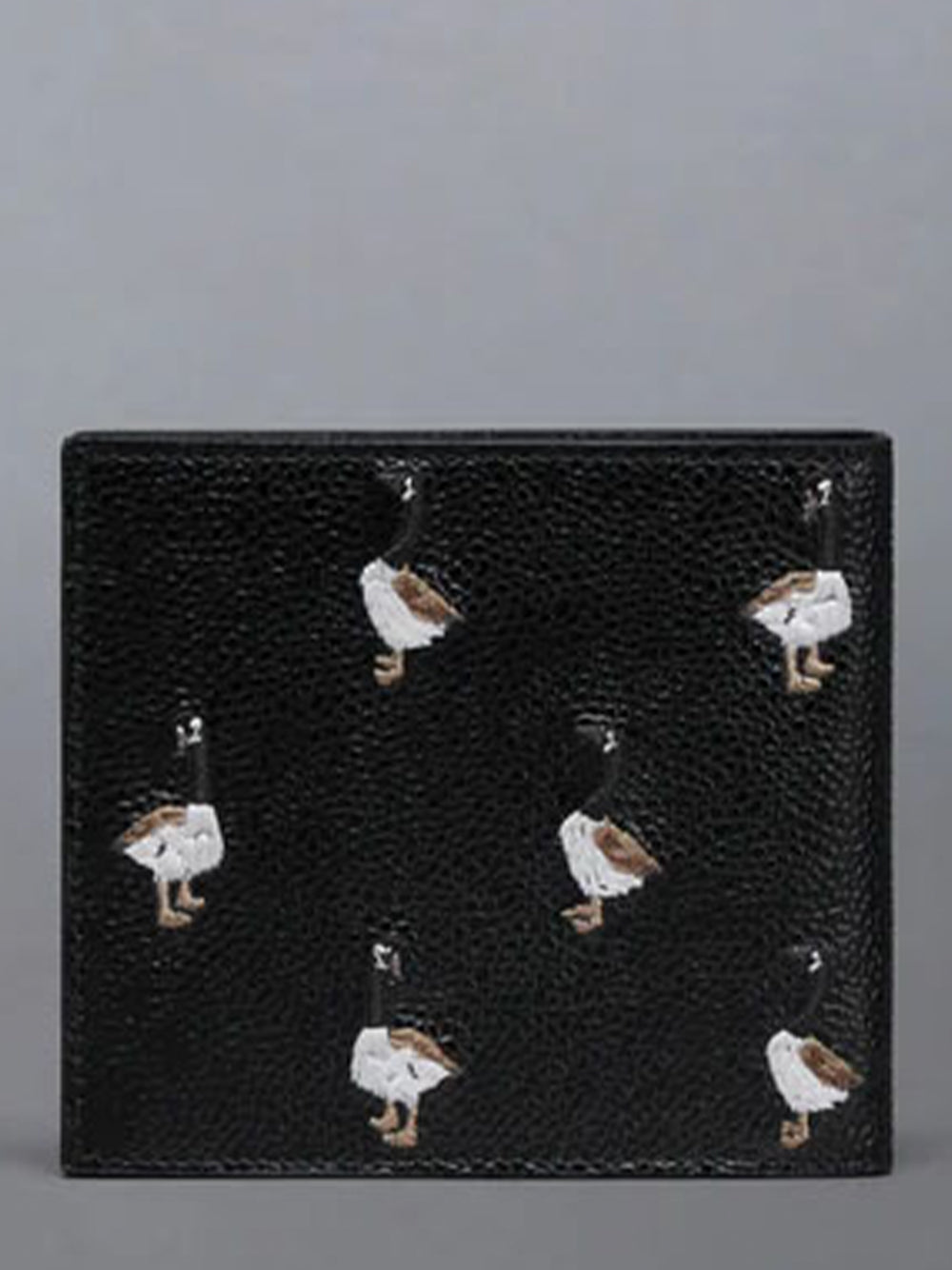 Pebble Grain Goose Embroidery Bilfold Black