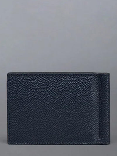 Pebble Grain 4-Bar Money Clip Wallet Navy
