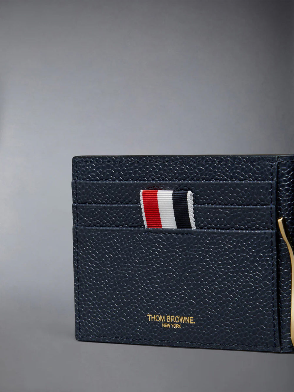 Pebble Grain 4-Bar Money Clip Wallet Navy