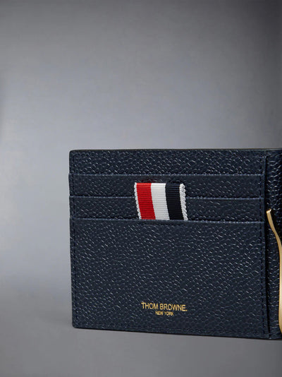 Pebble Grain 4-Bar Money Clip Wallet Navy