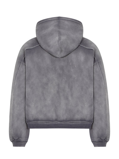 Crystal Hotfix Zip-Up Hoodie (Washed Chalk)