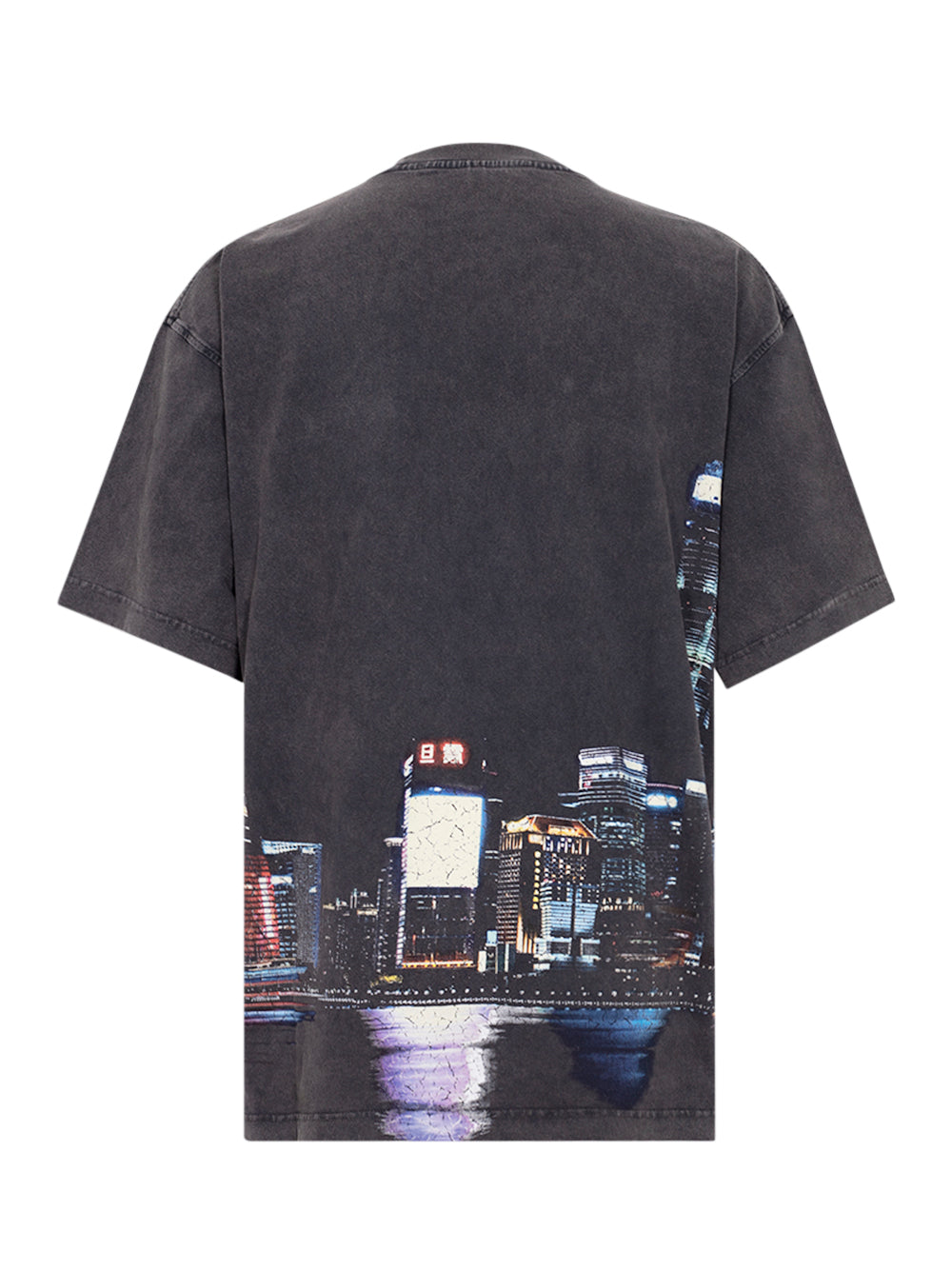 Short Sleeve T-Shirt W/ Allover Hotfix Graphic Washed Black