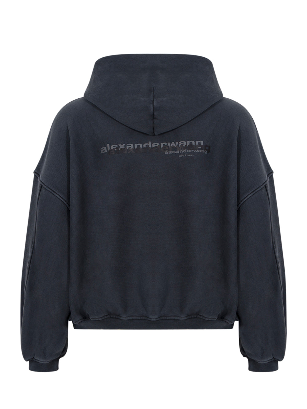 Zip Up Hoodie W/ Graphic Lo Washed Black