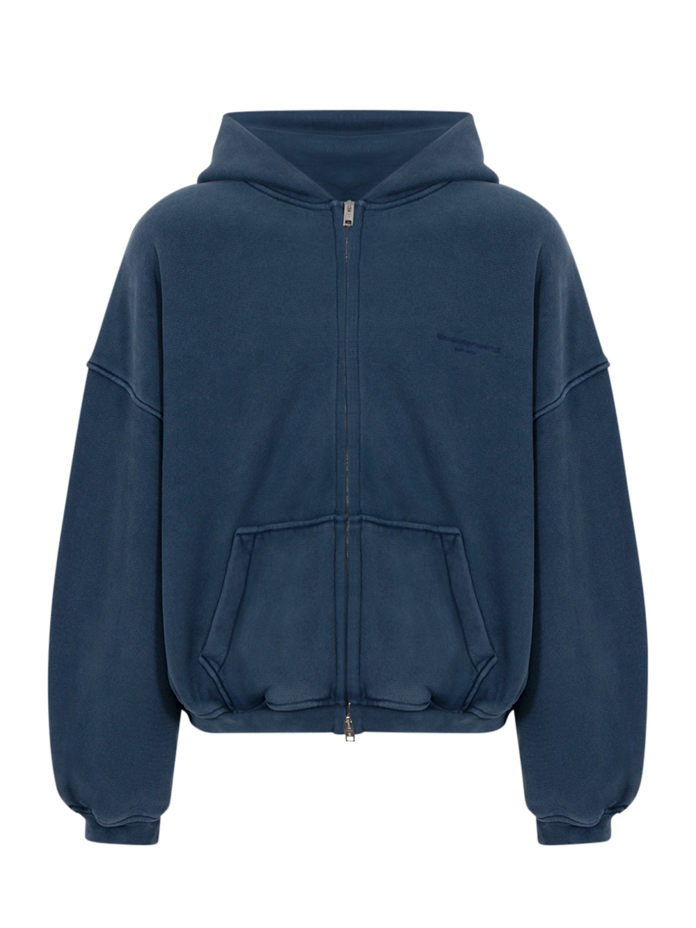 Zip Up Hoodie W/ Graphic Lo Washed Navy