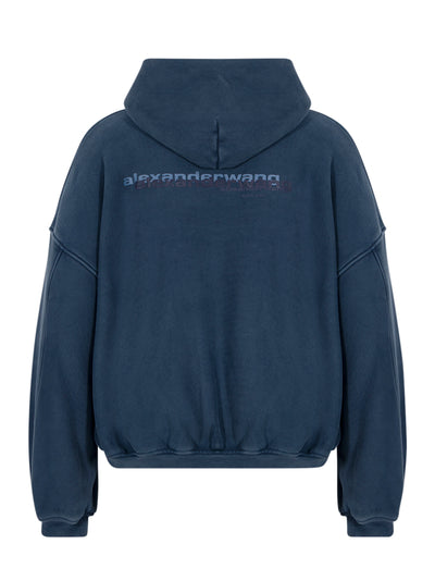 Zip Up Hoodie W/ Graphic Lo Washed Navy