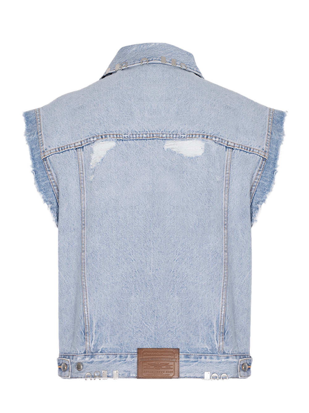 Distressed Oversized Vest With Hardware Light Powder Blue