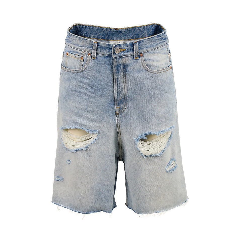 Destroyed Baggy Shorts Light Blue