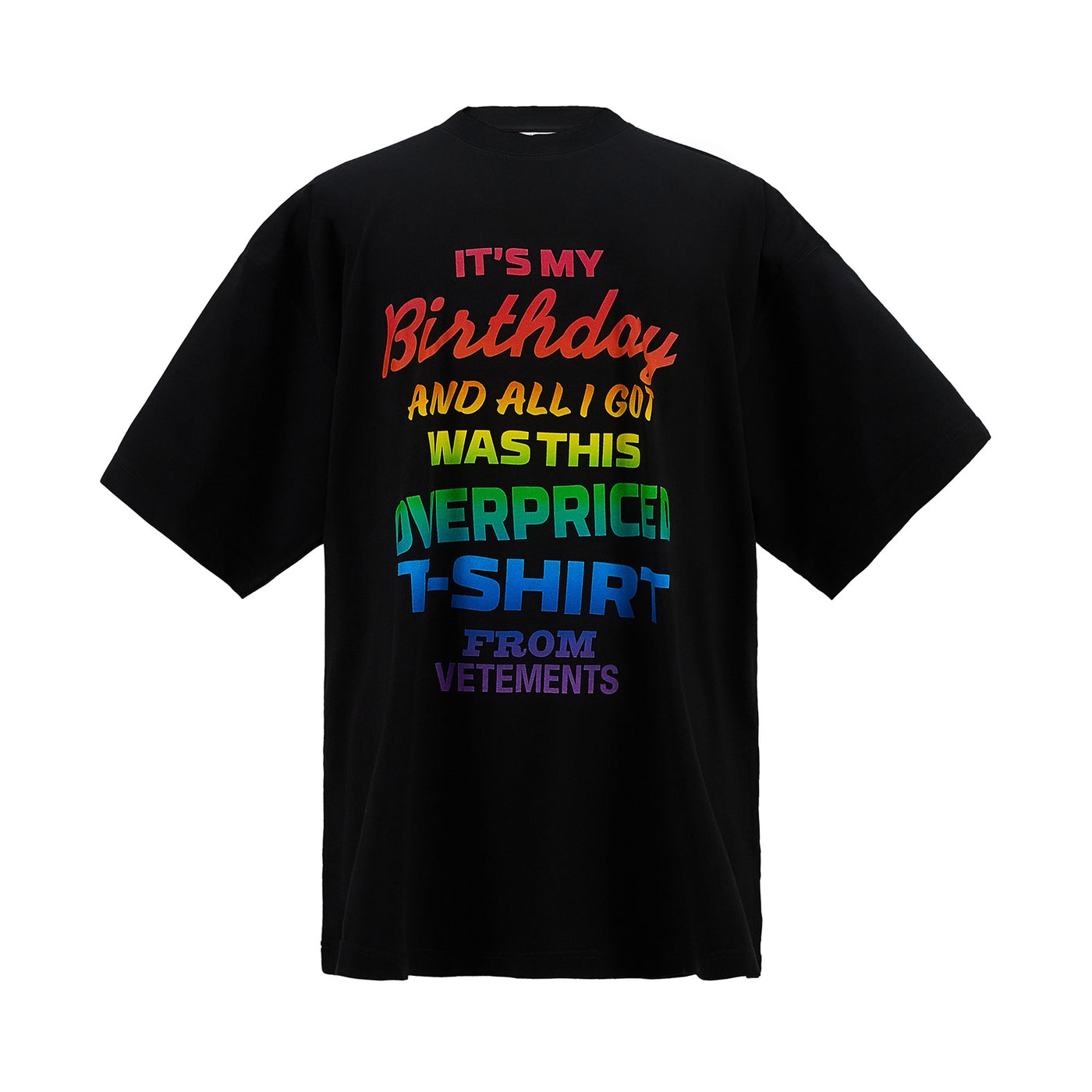 Overpriced Birthday T-shirt Black/rainbow