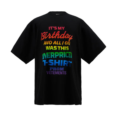Overpriced Birthday T-shirt Black/rainbow