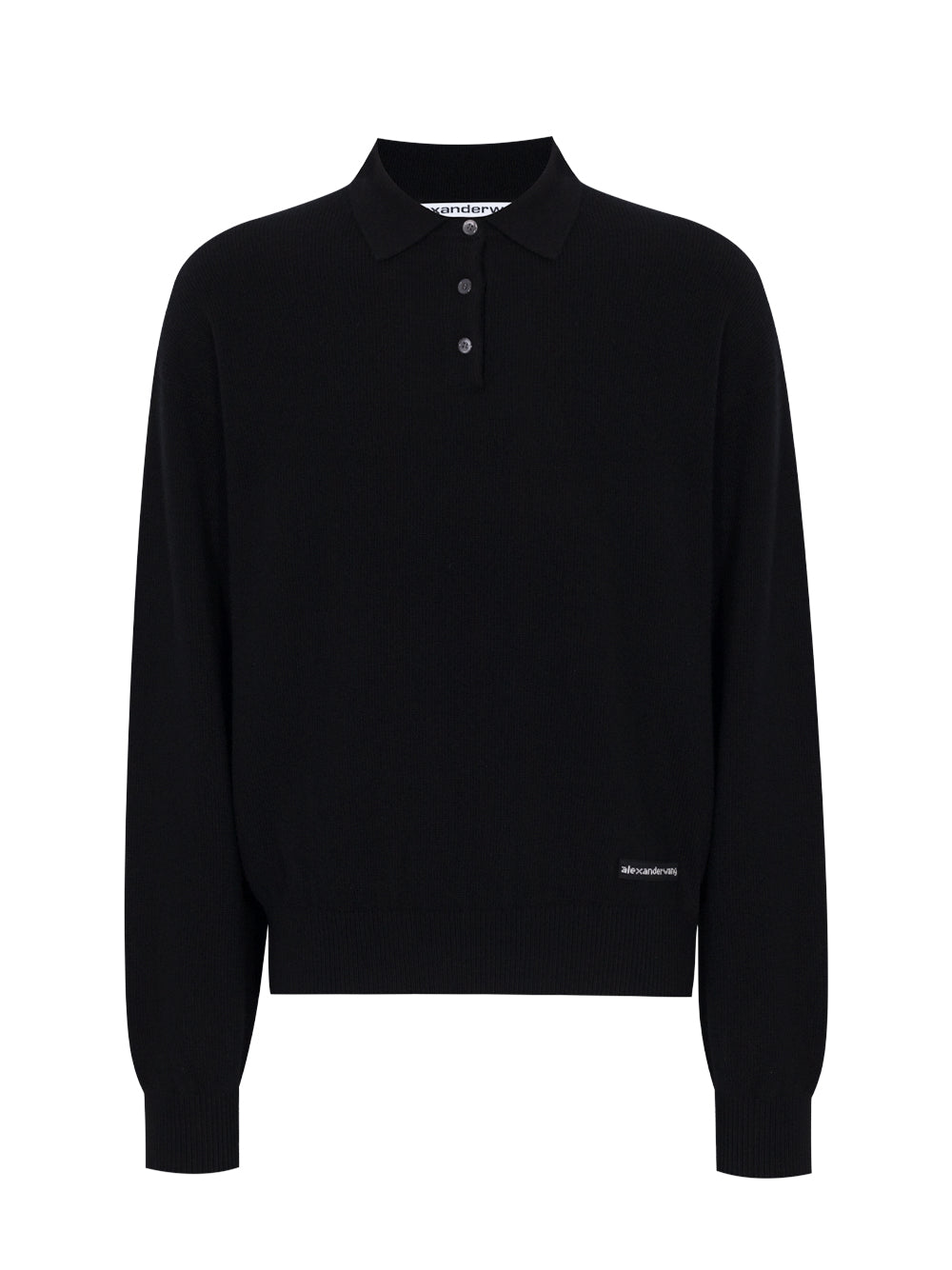 Ls Polo With Knit Logo Patch Black