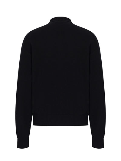 Ls Polo With Knit Logo Patch Black