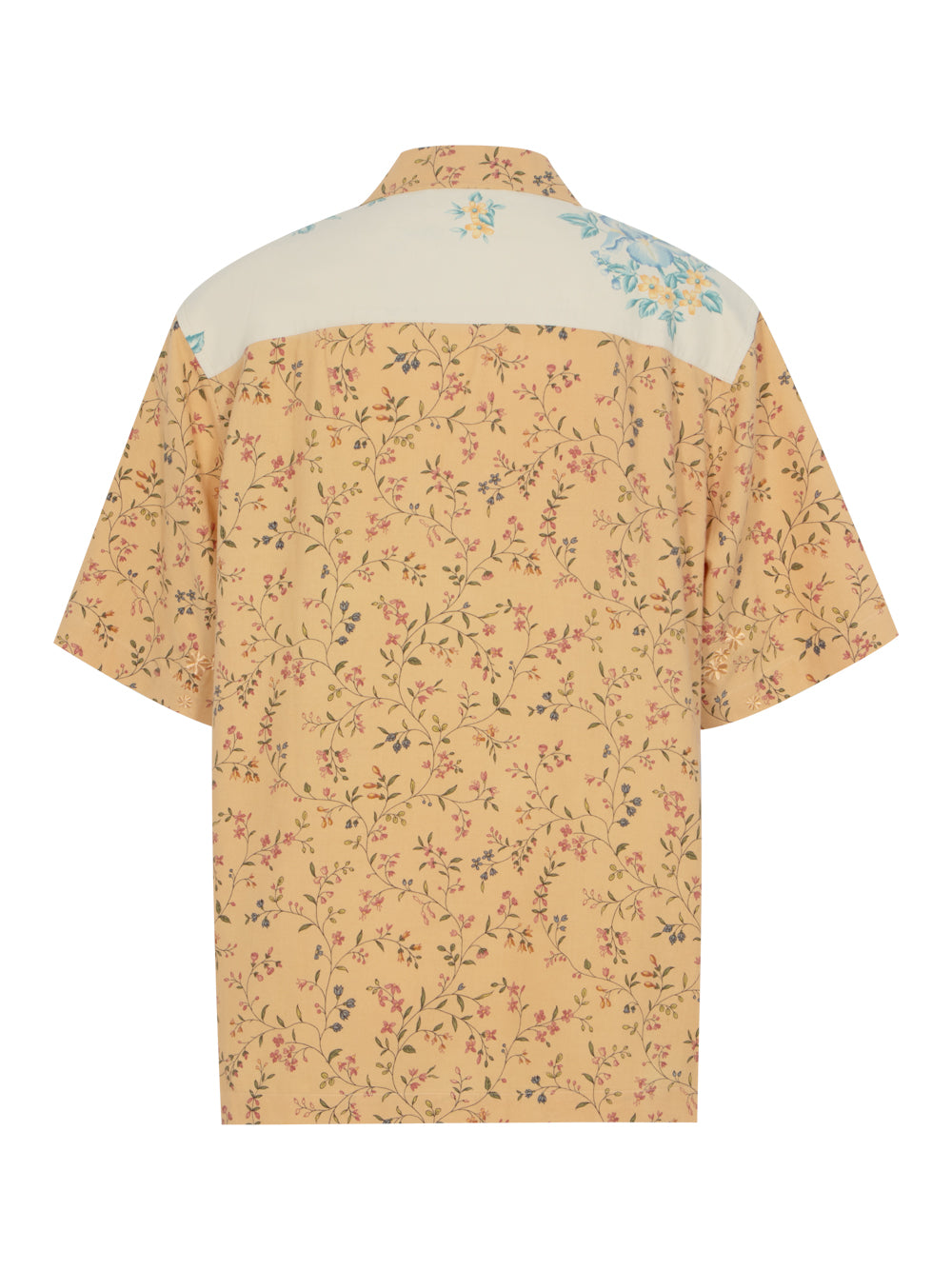 Upcycled Floral Linen Bowling Shirt  Gravel