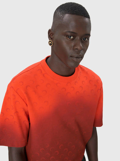 Moon Faded Jersey Loose Fit T-Shirt Red