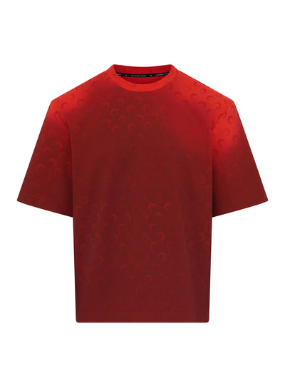 Moon Faded Jersey Loose Fit T-Shirt Red