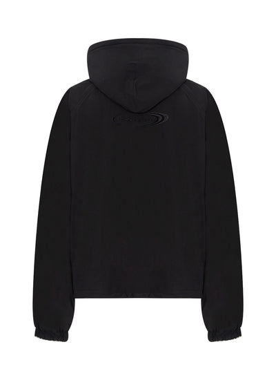 Reversible Zip Front Raglan Hoodie (Black)