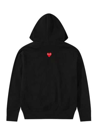 Unisex Reverse Red Heart Zip Hooded Sweatshirt (Black)