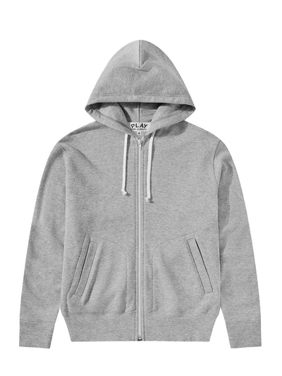 Unisex Reverse Red Heart Zip Hooded Sweatshirt (Grey)