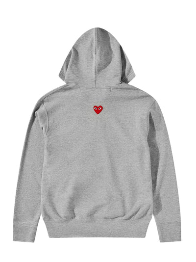 Unisex Reverse Red Heart Zip Hooded Sweatshirt (Grey)