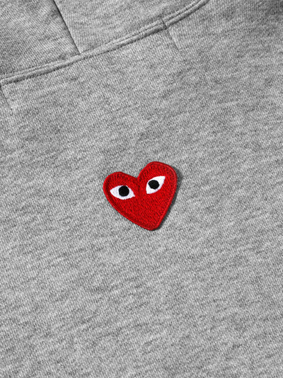 Unisex Reverse Red Heart Zip Hooded Sweatshirt (Grey)