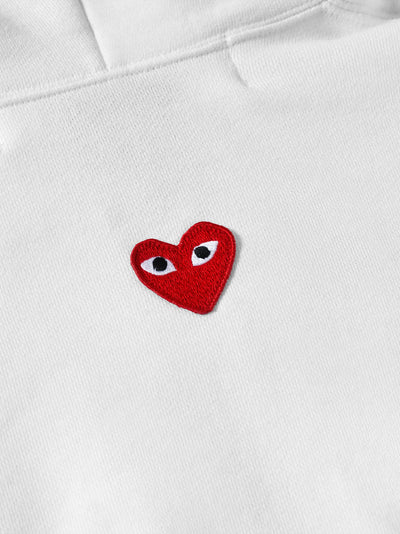 Unisex Reverse Red Heart Zip Hooded Sweatshirt (White)