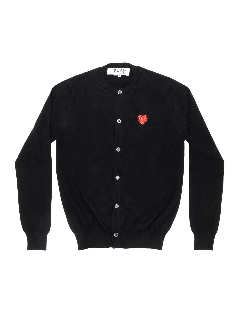 Unisex Rhinestone Heart Round-Neck Cardigan (Black)