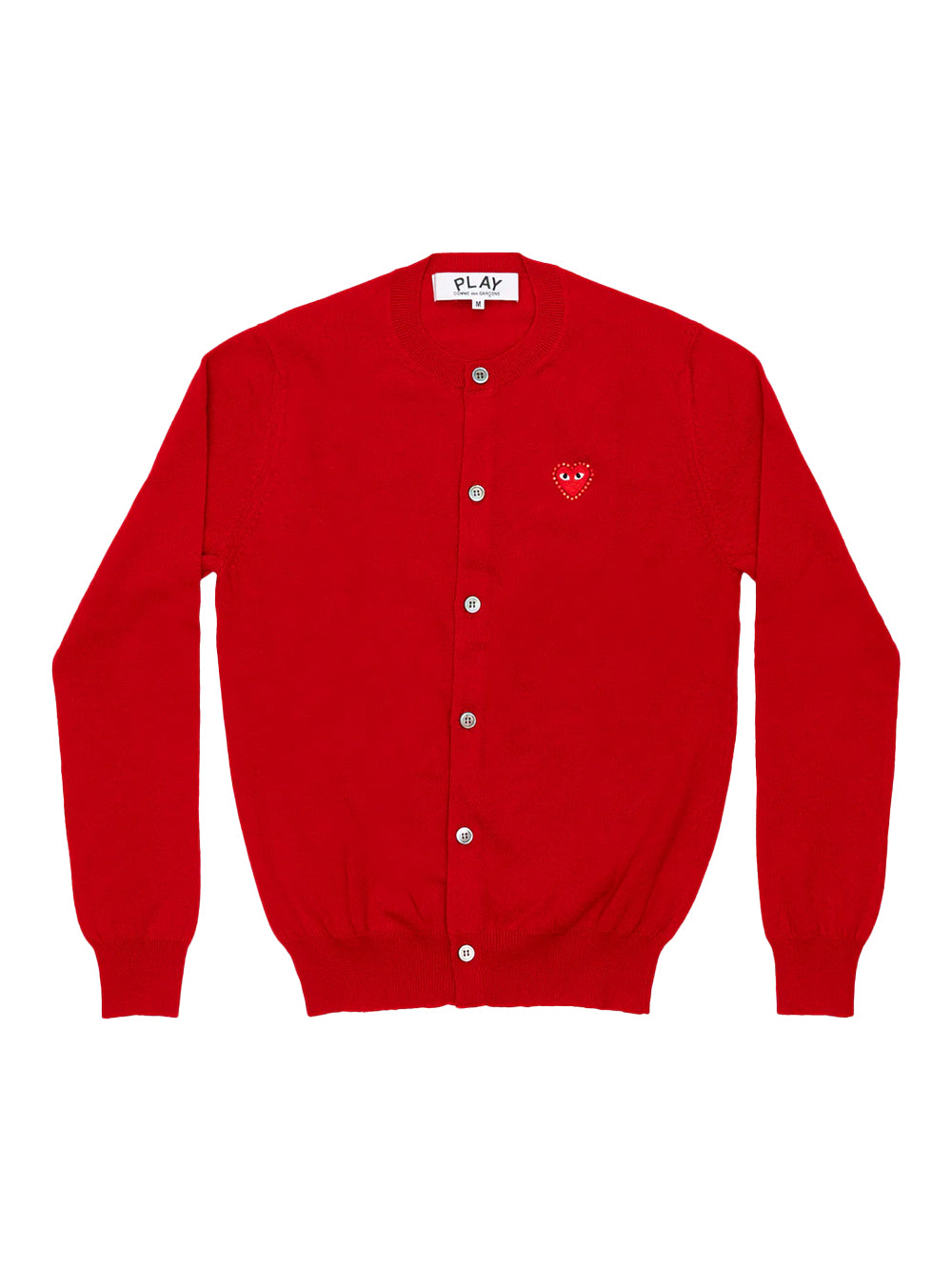 Unisex Rhinestone Heart Round-Neck Cardigan (Red)