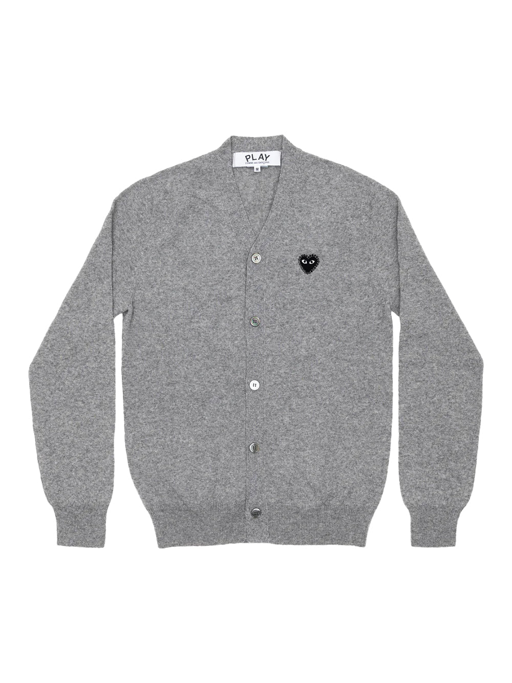 Unisex Rhinestone V-Neck Cardigan with Black Emblem (Light Grey)