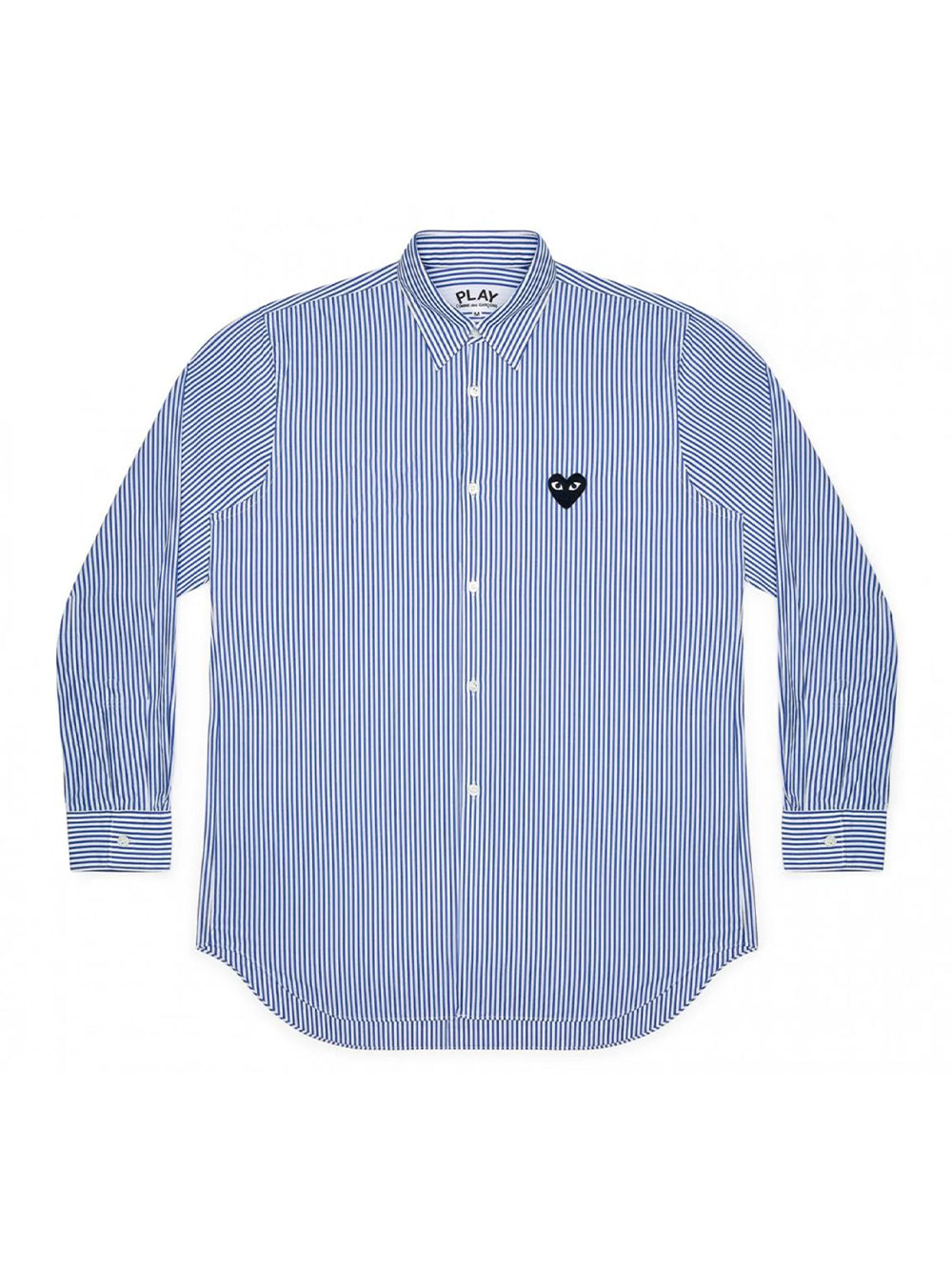 Unisex Striped Shirt With Black Heart (Blue Striped)