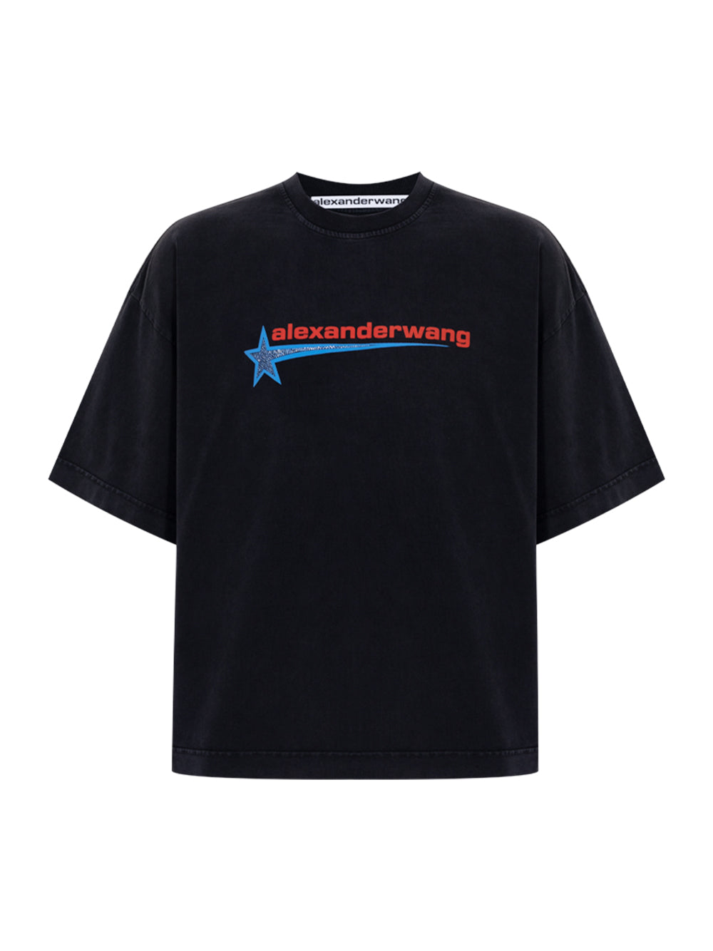 Unisex Washed Black Star Graphic Tee (Black)