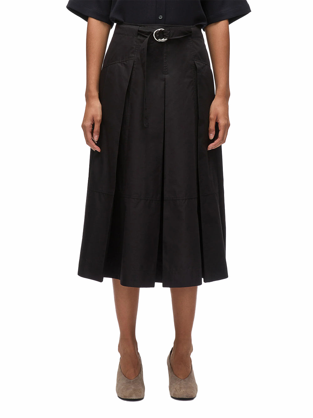 Utility Pleated Skirt With Belt (Black)