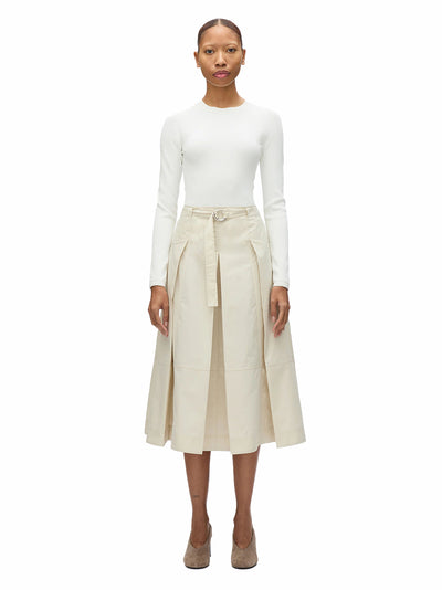 Utility Pleated Skirt With Belt (Stone)