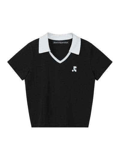 V-Neck Collar Top (Black)