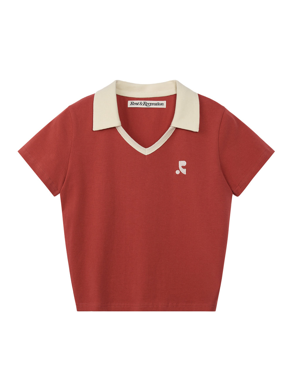V-Neck Collar Top (Brick Red)