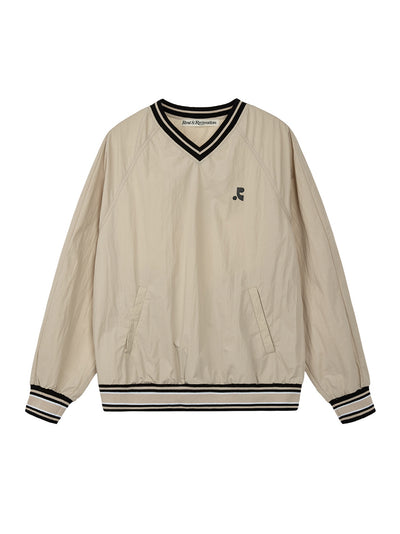 V-Neck Wind Shirt (Beige)