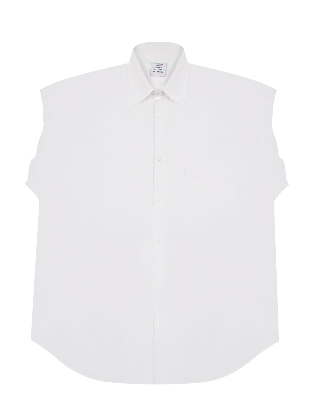 Embroidered Logo Classic Sleeveless Shirt (White)