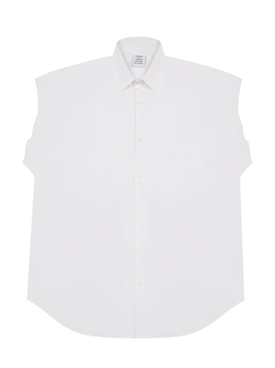 Embroidered Logo Classic Sleeveless Shirt (White)