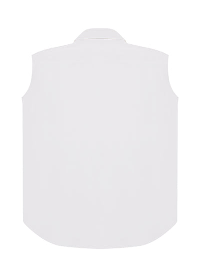 Embroidered Logo Classic Sleeveless Shirt (White)