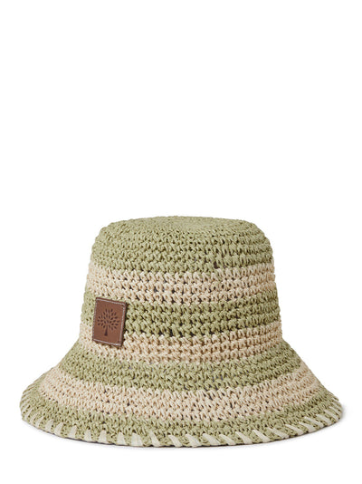 Horizontal Striped Bucket Hat (Linen Green)