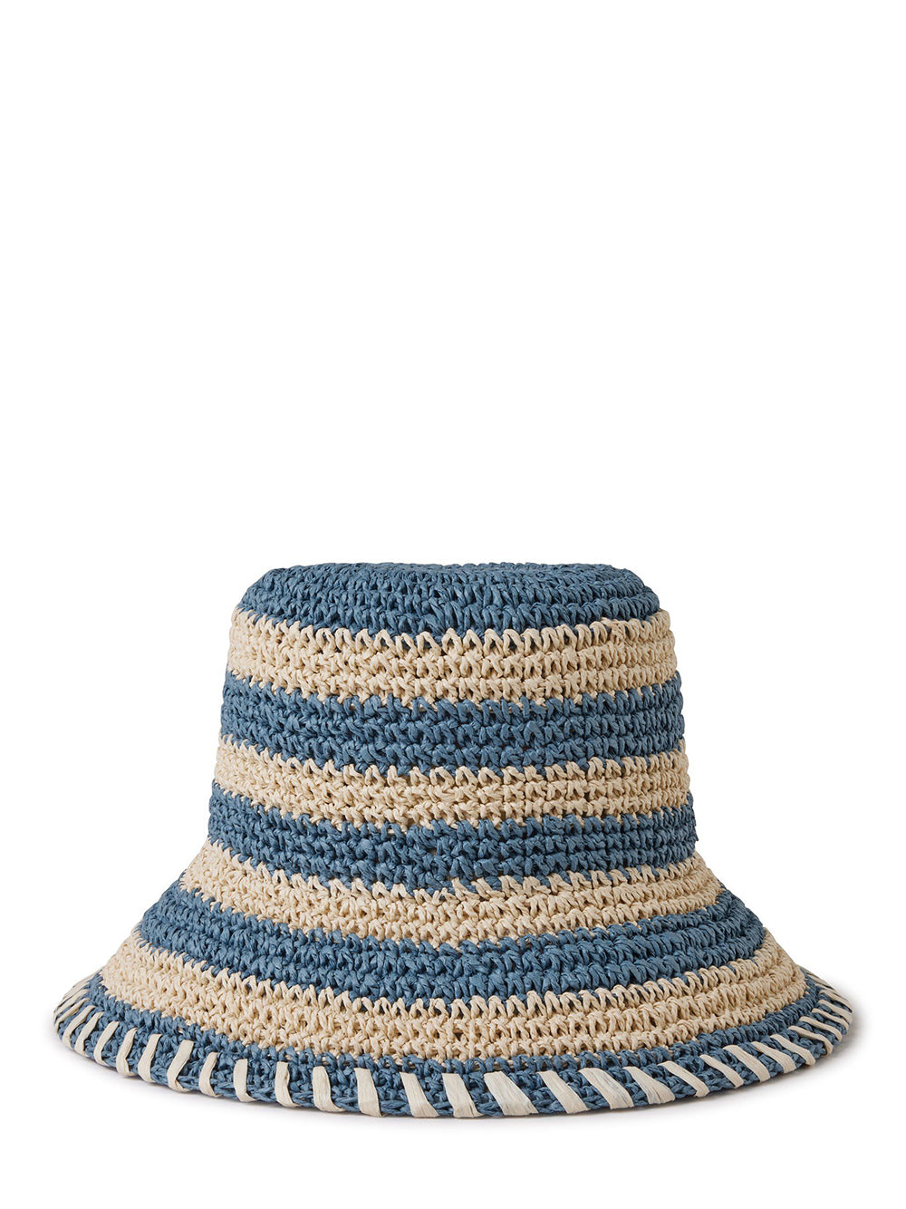 Horizontal Striped Bucket Hat (Brighton Blue)