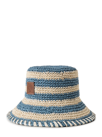 Horizontal Striped Bucket Hat (Brighton Blue)