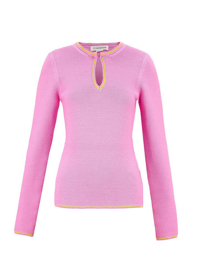 Long Sleeve Key Hole Top (Pink)