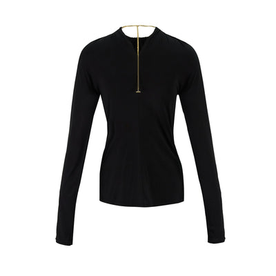 Long Sleeve Split Detail Top (Black)