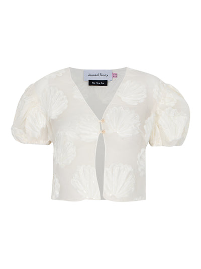 Scattered Shells Applique Blouse  Marble